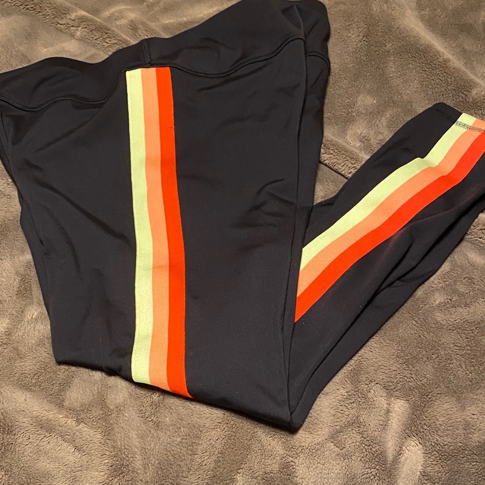 Avia Black Leggings with Orange and Yellow Stripes❤️